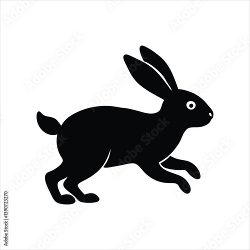 Simple Rabbit Running Silhouette Easter Spring Vector Logo Icon