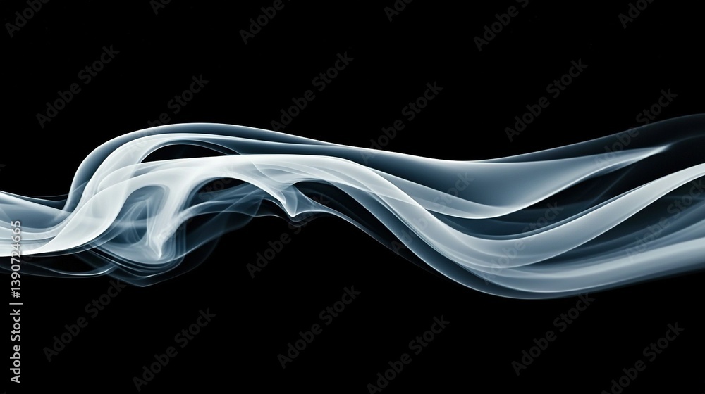 Obraz premium Black background with white smoke in the shape of a wave