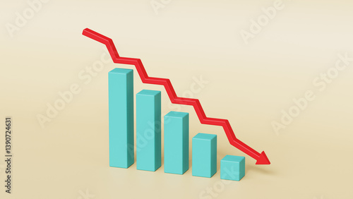 фотографія business graph with declining red down arrow