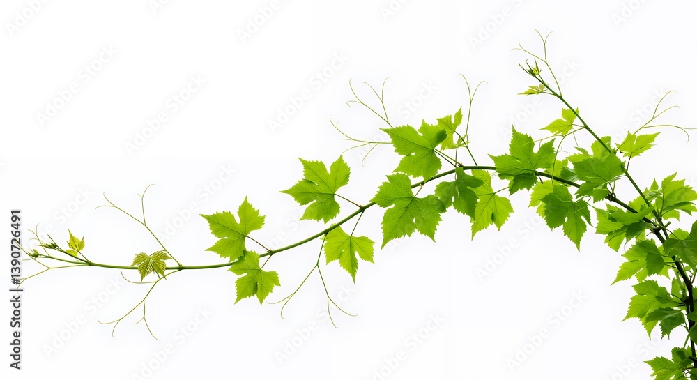 Grapevine Branch with Green Leaves Isolated on White Background Studio Shot Grapevine Branch with Green Leaves Isolated on White Background Studio Shot