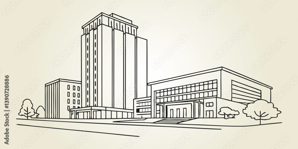 Fototapeta premium One-line drawing of the Irvine skyline.
