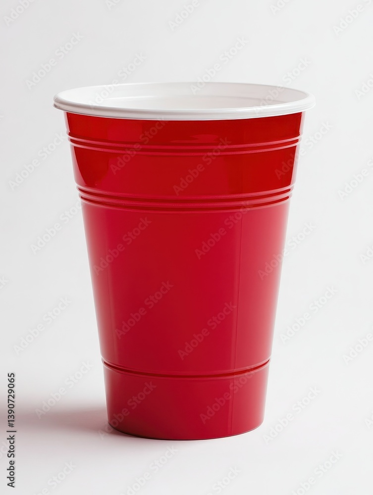 Vibrant Red Party Cup on Clean White Background, Ideal for Games and Celebrations Vibrant Red Party Cup on Clean White Background, Ideal for Games and Celebrations