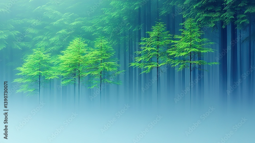 Obraz premium A painting of a grove of trees amidst a forest with a azure sky as the background