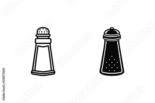 Salt And Pepper Shakers Line Art Vector Illustration Isolated On White Background