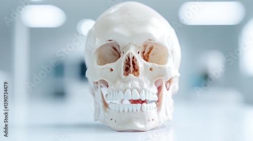 Obraz na płótnie Realistic skull model on table w salonie
