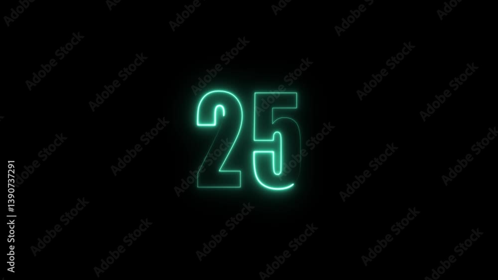 glowing neon number glowing neon number