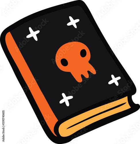 Halloween spell book doodle on white background