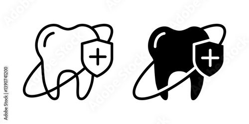 Tooth care line icon set. Dental implant, dental care, orthodontic protection, prevention check up, stomatology, toothache, braces, oral clean. Whitening procedure. Dental treatment sign.
