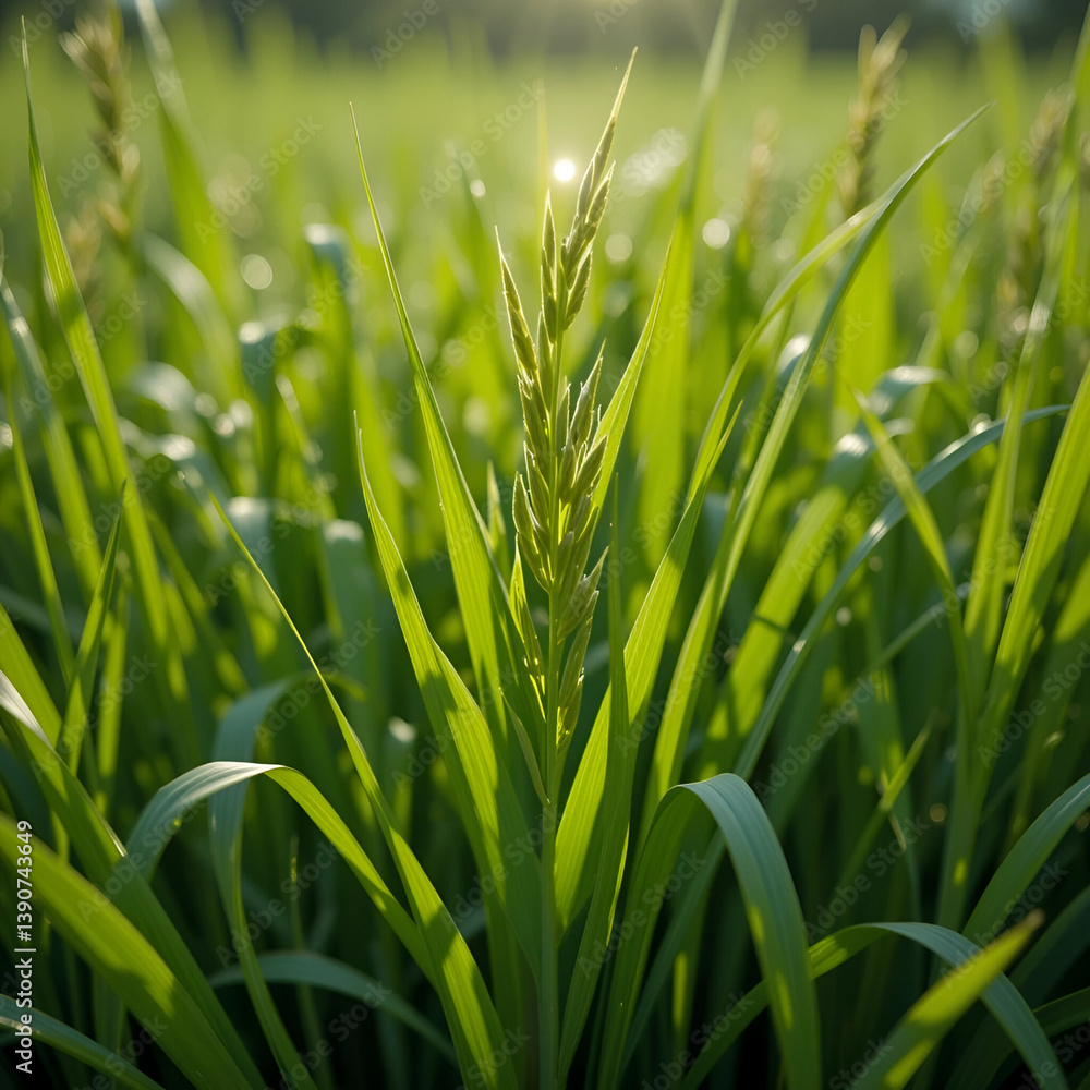 Obraz premium A adult Rice Plant shining , Rice Plant , Golden Rice Plant