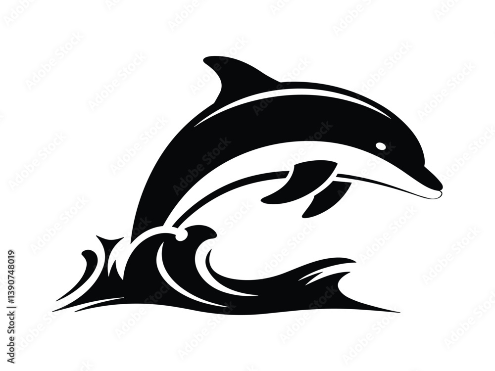 Fototapeta premium Marine Life Silhouettes: Underwater Creatures Vector Set