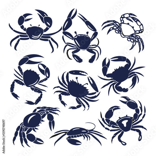 Crab silhouette bundle vector design