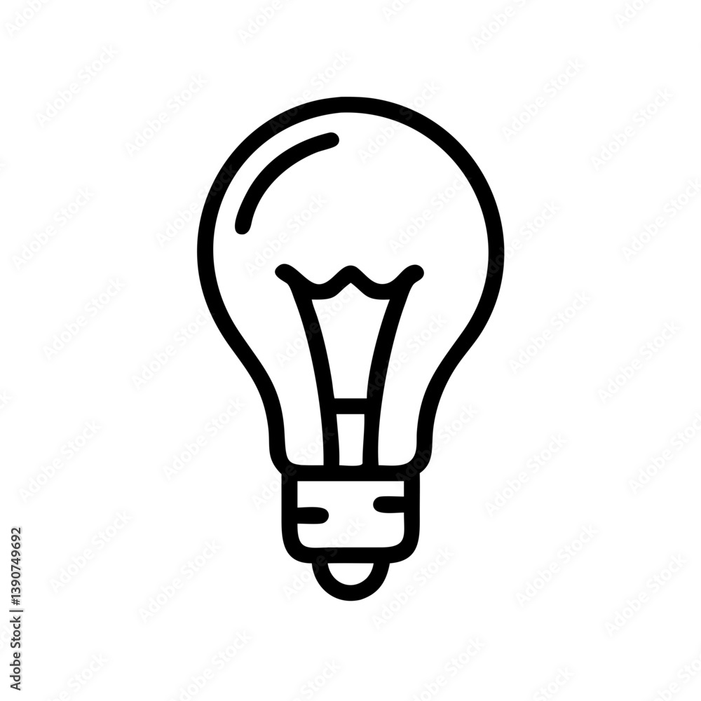 Light bulb line art icon on white background Light bulb line art icon on white background