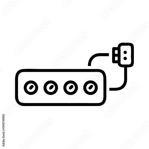 Power strip icon with multiple outlets and power cord design