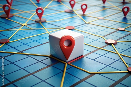 Map Marker Cube at Center of Network for Market Targeting