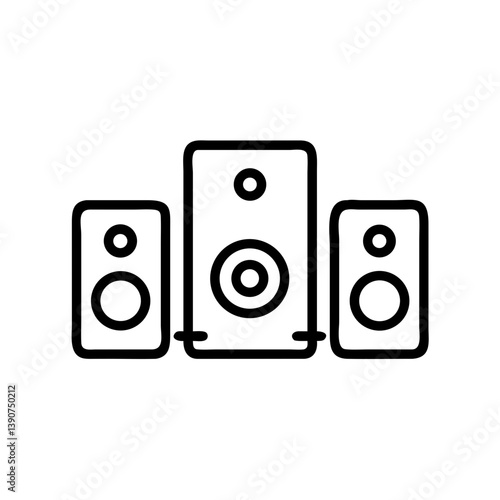 Sound system icon with three speakers