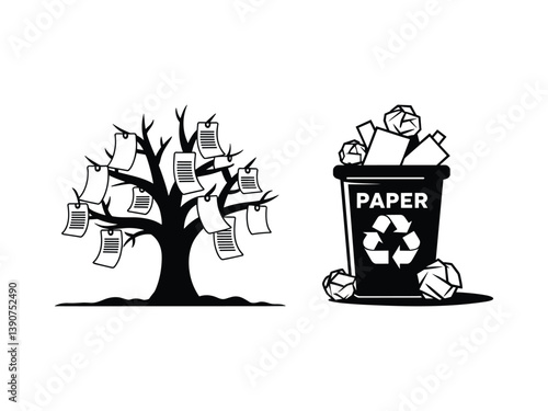 Recycled Paper Symbols: Sustainable Vector Collection