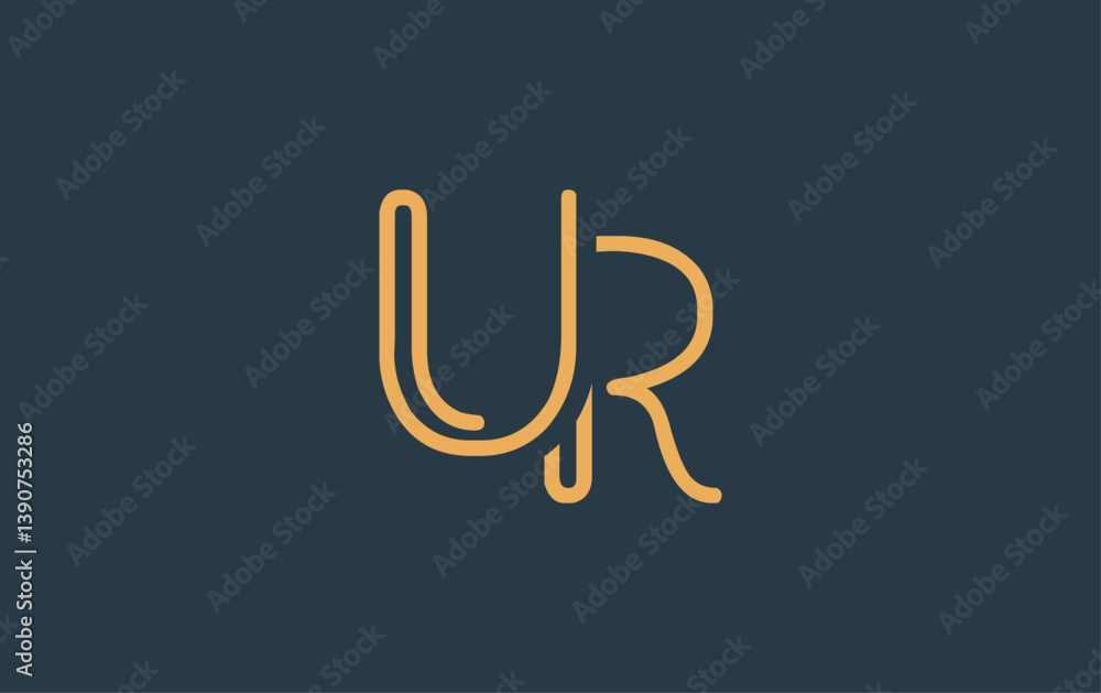 Fototapeta premium UR Minimalistic Line Art Logo Design with Abstract Lettering. Abstract minimalistic logo design featuring a sleek line art style.