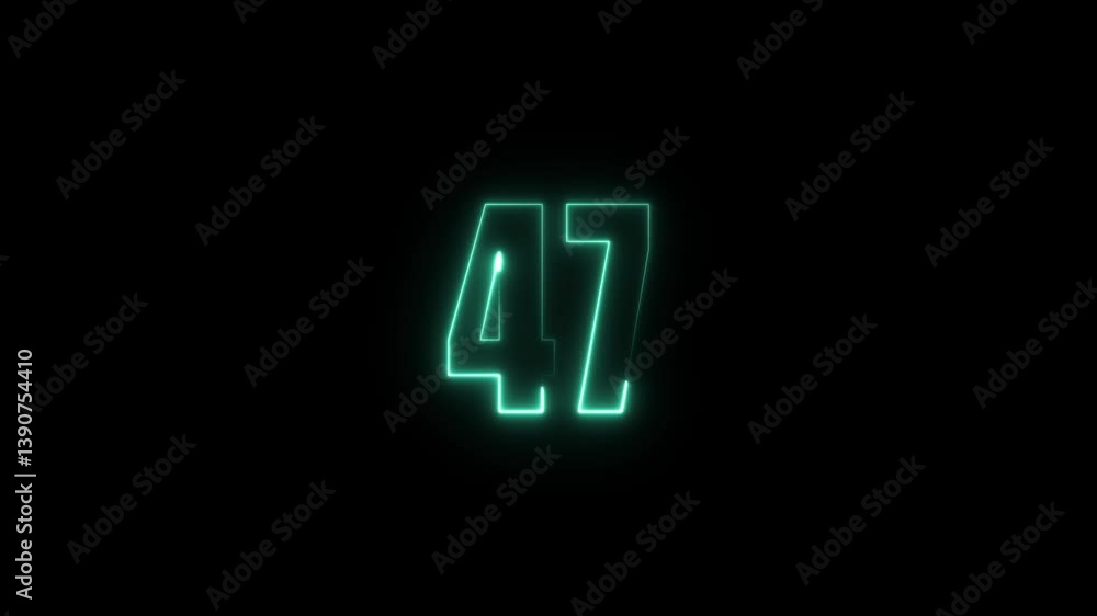 Abstract glowing neon text 47 number countdown icon. Glowing sign on black background Neon number. Glowing blue neon countdown timer number animation 4k. neon countdown timer color 4k Abstract glowing neon text 47 number countdown icon. Glowing sign on black background Neon number. Glowing blue neon countdown timer number animation 4k. neon countdown timer color 4k