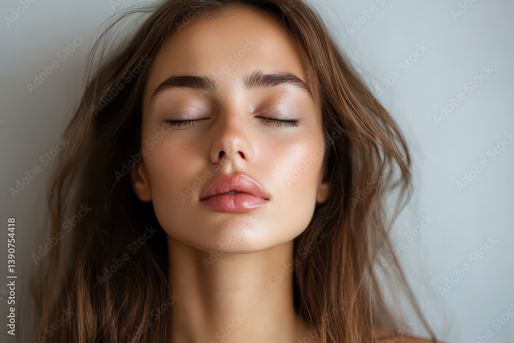 Serene woman radiates natural beauty