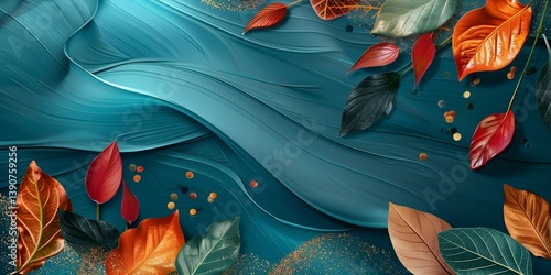 Abstract Wildflower Composition in Pink and Blue
