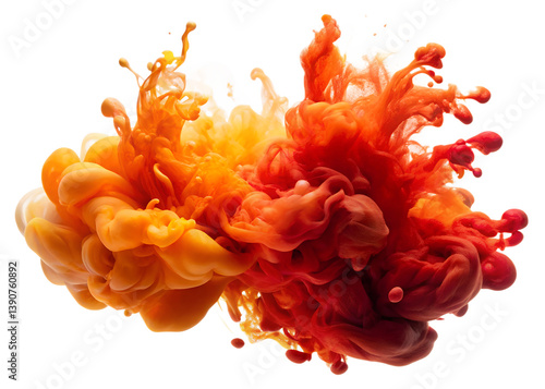colorful smoke explotion isolated on white