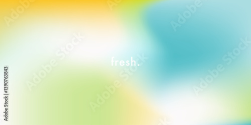 Light blue and fresh green gradient background. Abstract air flow blurry vector texture. Breezy gradation pattern. Aesthetic spring bg. Vector soft horizontal backdrop for poster, cover, header design
