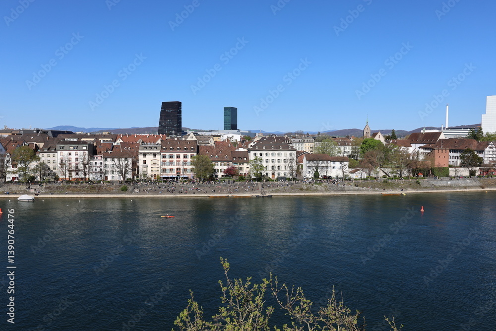 Obraz premium Rhine bank in Kleinbasel in spring