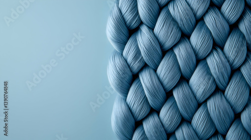 Woven Blue Textile Abstract Background Detailing a Braided Pattern with Soft Texture and Lighting