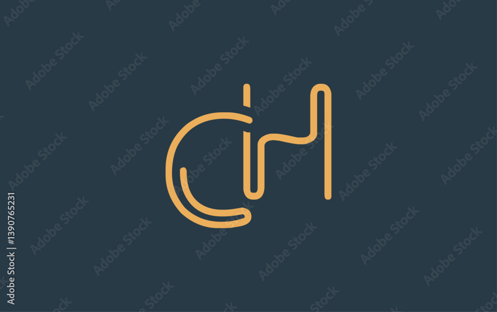 Fototapeta premium CH Minimalistic Line Art Logo Design with Abstract Lettering. Abstract minimalistic logo design featuring a sleek line art style.