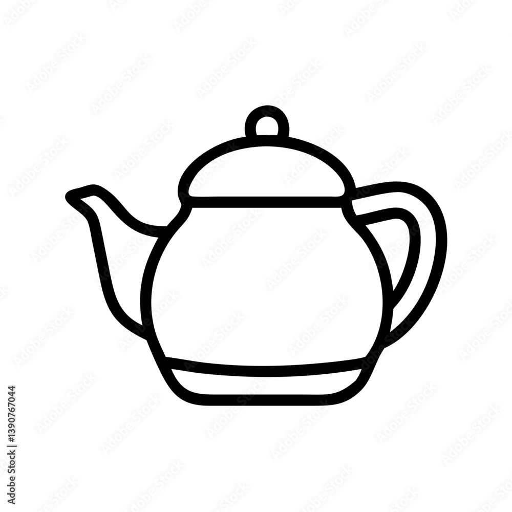 Teapot outline illustration on white background Teapot outline illustration on white background