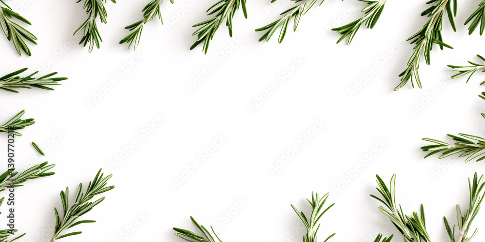 Obraz premium Beautifully Rustic Rosemary Sprigs with Ample Copy Space for Text