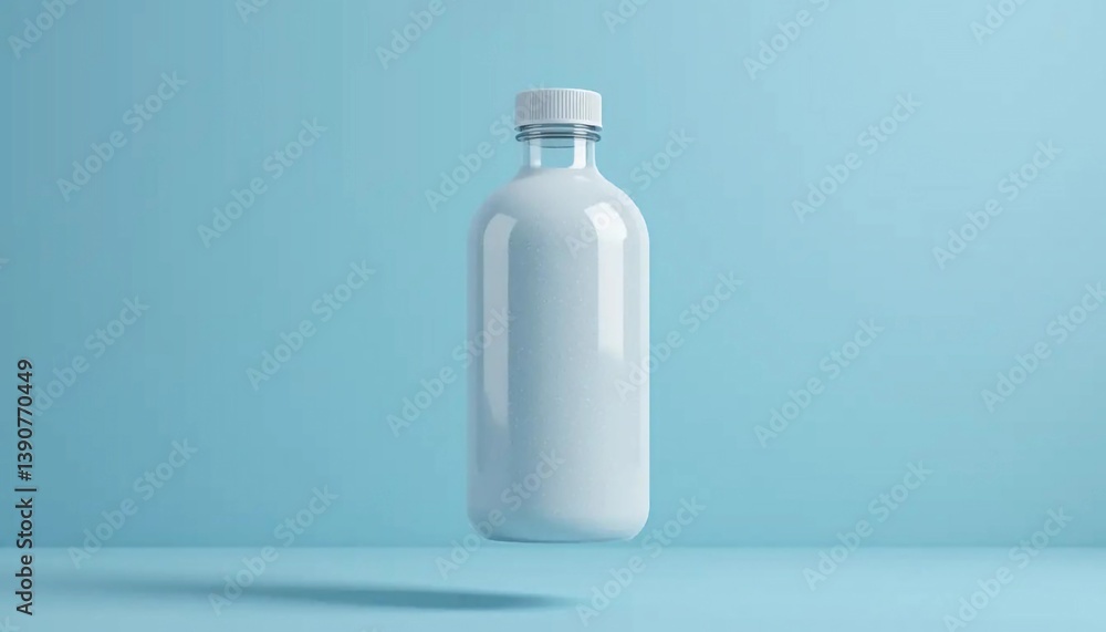 Clean Minimalist Product Mockup: White Bottle on Blue Background Clean Minimalist Product Mockup: White Bottle on Blue Background