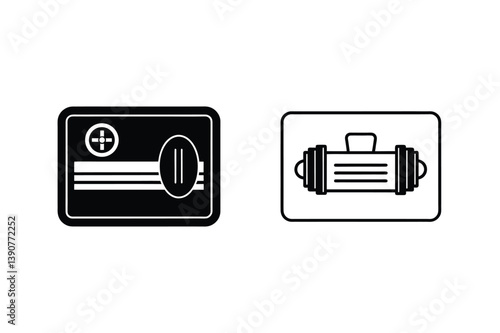 Vector Icons Of Circuit Breaker And Magnetic Contactor Inside A Frame