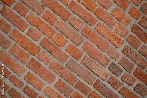 Wallpaper Mural Red brick wall close up background. Vintage masonry texture of red bricks with mortar Torontodigital.ca