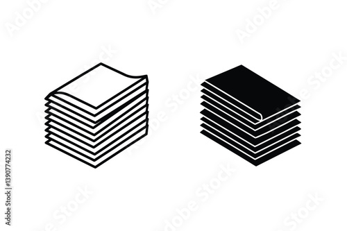 Stack Of Paper Sheet Icons In Black And White Minimalist Vector Illustration