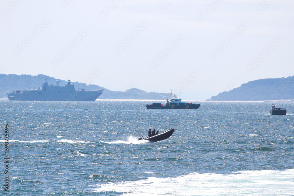 Obraz premium military maneuvers. Infantry, aviation and navy landing 