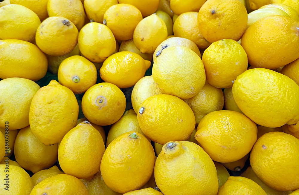 Fresh yellow lemons piled together in a vibrant, close-up shot. Perfect for themes of freshness, citrus fruits, healthy food, and natural ingredients. Fresh yellow lemons piled together in a vibrant, close-up shot. Perfect for themes of freshness, citrus fruits, healthy food, and natural ingredients.