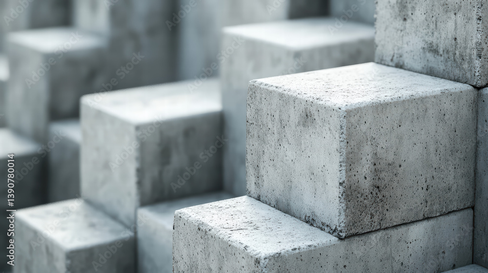 Abstract Concrete Cubes: An artistic perspective of geometric forms in monochrome, showcasing the raw elegance and industrial texture of precisely arranged concrete cubes.