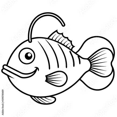 Minimal Anglerfish Vector Illustration on White Background