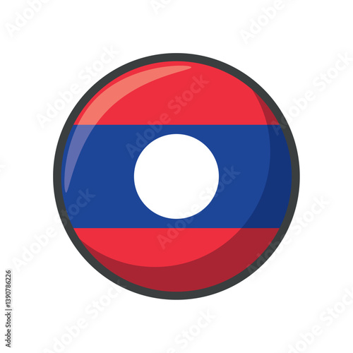 Glossy Round Vector Icon of the National Flag of Laos – Flat Design Emblem Representing the Southeast Asian Country in Red, Blue, and White Colors Free Download Glossy Round Vector Icon of the National Flag of Laos – Flat Design Emblem Representing the Southeast Asian Country in Red, Blue, and White Colors - GFXLoad