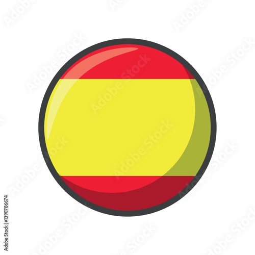 Free Download Vector Illustration of the National Flag of Spain in a Circular Icon Format Featuring Red and Yellow Horizontal Stripes Representing Spanish National Identity and Heritage - GFXLoad