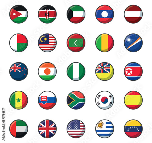 Set of vector icons of flags of different countries on a white background Free Download Set of vector icons of flags of different countries on a white background - GFXLoad