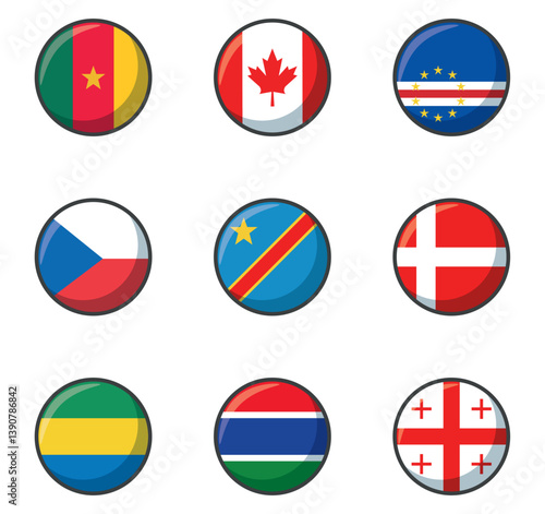 Set of vector icons of flags of different countries on a white background Free Download Set of vector icons of flags of different countries on a white background - GFXLoad
