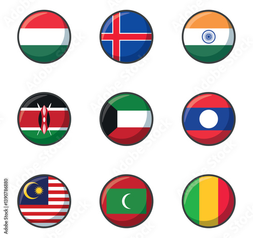Set of vector icons of flags of different countries on a white background Free Download Set of vector icons of flags of different countries on a white background - GFXLoad