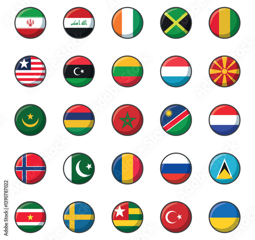 Free Download Set of vector icons of flags of different countries on a white background - GFXLoad