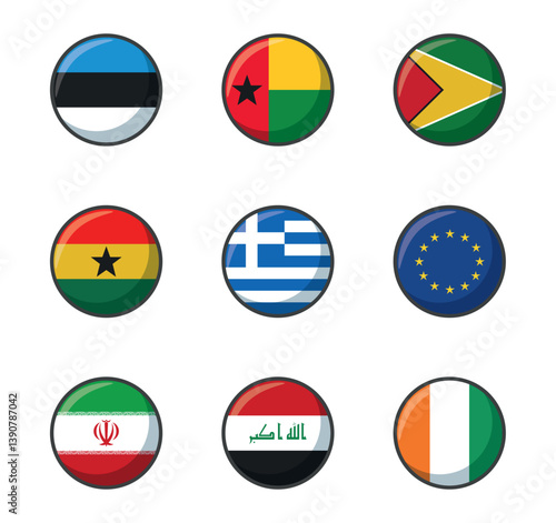 Set of vector icons of flags of different countries on a white background Free Download Set of vector icons of flags of different countries on a white background - GFXLoad