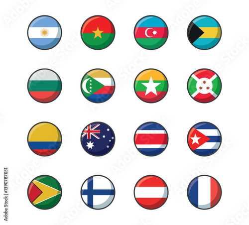 Set of vector icons of flags of different countries on a white background Free Download Set of vector icons of flags of different countries on a white background - GFXLoad