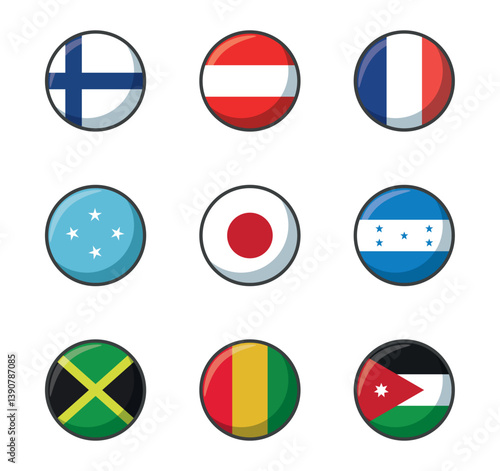 Free Download Set of vector icons of flags of different countries on a white background - GFXLoad