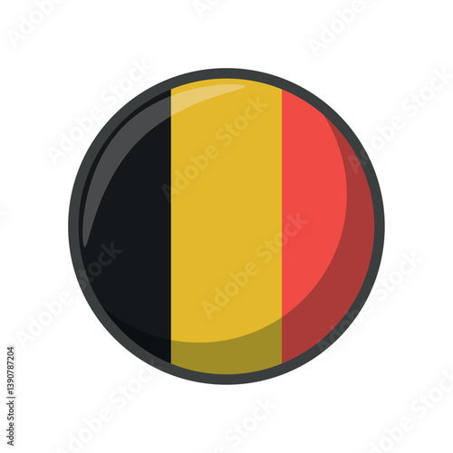 Free Download Vector Illustration of the National Flag of Belgium in a Circular Icon Format Featuring Vertical Black, Yellow, and Red Stripes Representing the Country’s National Identity - GFXLoad