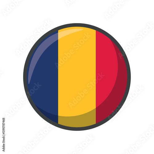 Vector Illustration of the National Flag of Chad in a Circular Icon Format Featuring Vertical Stripes of Blue, Yellow, and Red Representing Hope, the Sun, and the Bloodshed for Independence Free Download Vector Illustration of the National Flag of Chad in a Circular Icon Format Featuring Vertical Stripes of Blue, Yellow, and Red Representing Hope, the Sun, and the Bloodshed for Independence - GFXLoad